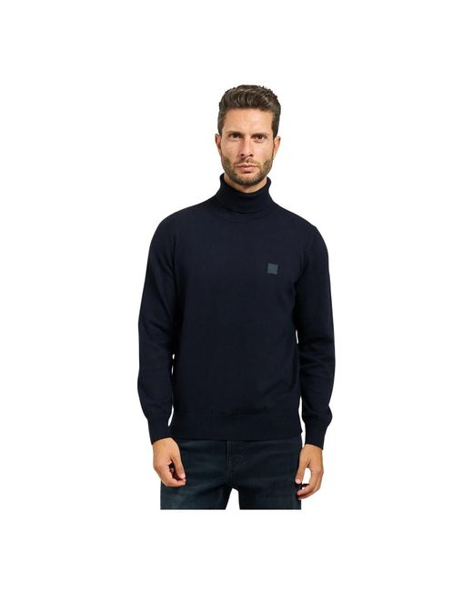 HUGO Blauer Kaschmirpullover Hoher Kragen in Blue für Herren