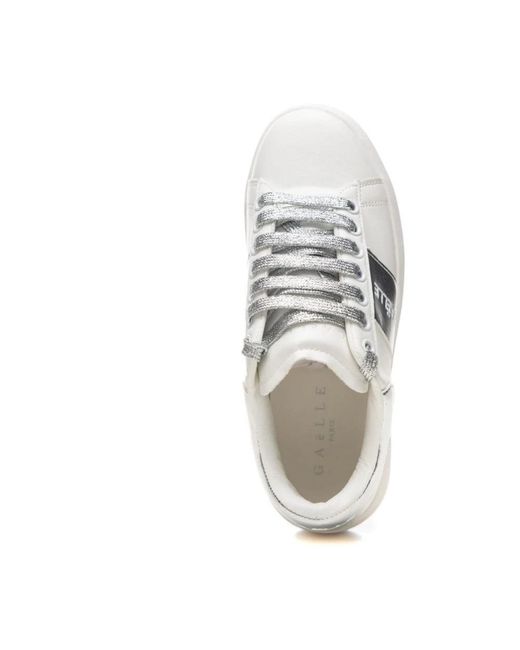 Gaelle Paris White Eco-freundliche sneakers mit laminiertem einsatz