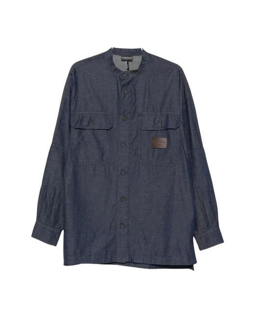 Emporio Armani Blue Denim Shirts for men