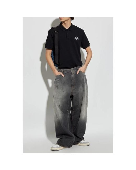 Moschino Baumwollpolo mit gesticktem logo in Black für Herren