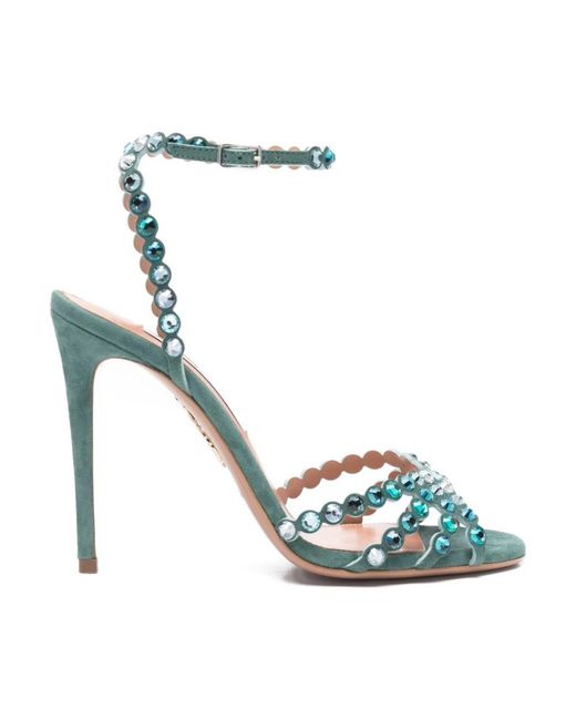 Aquazzura Blue High-Heeled Sandals With Reflective Embellishments