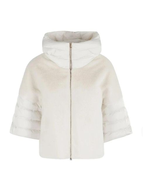 Herno Cape Met Capuchon in het White