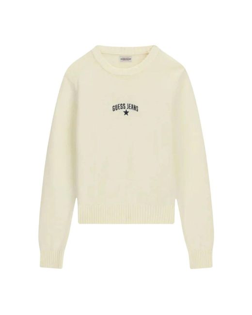 Guess White Round-Neck Knitwear
