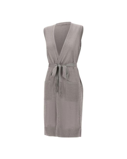 Kangra Lurex Lange Vest in het Gray