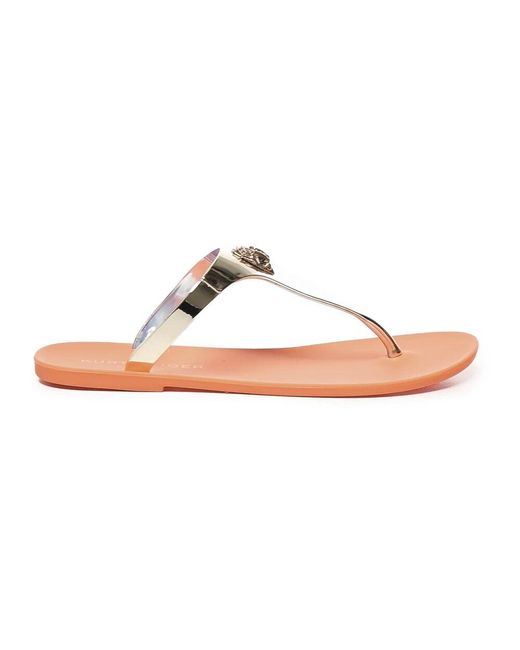 Kurt Geiger Pink Bronzene Metallic-Sandalen Mit Kristall-Logo