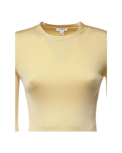Alaïa Natural Round-Neck Knitwear