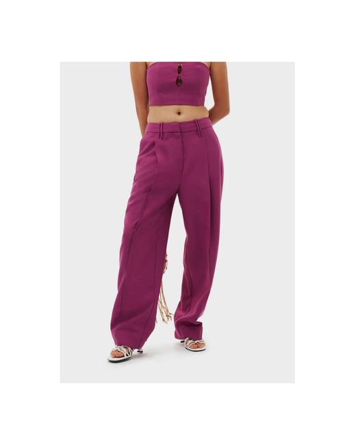 Ganni Purple Straight Trousers