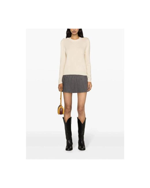 Ganni Natural Round-Neck Knitwear