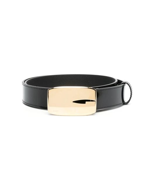 Gucci Black Rechteckiger g schnalle ledergürtel