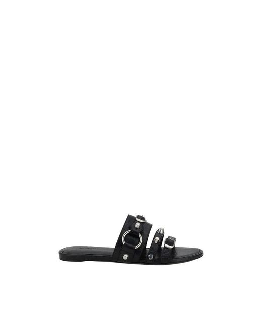 Balenciaga Black Lamb Ovis Aries Aries Flat Sandals