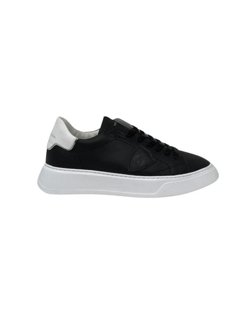 Philippe Model Schoenen ,Zwart ,Leer Temple Sneakers in het Black voor heren