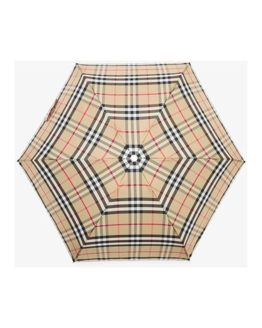 Burberry Check Opvouwbare Paraplu in het Metallic