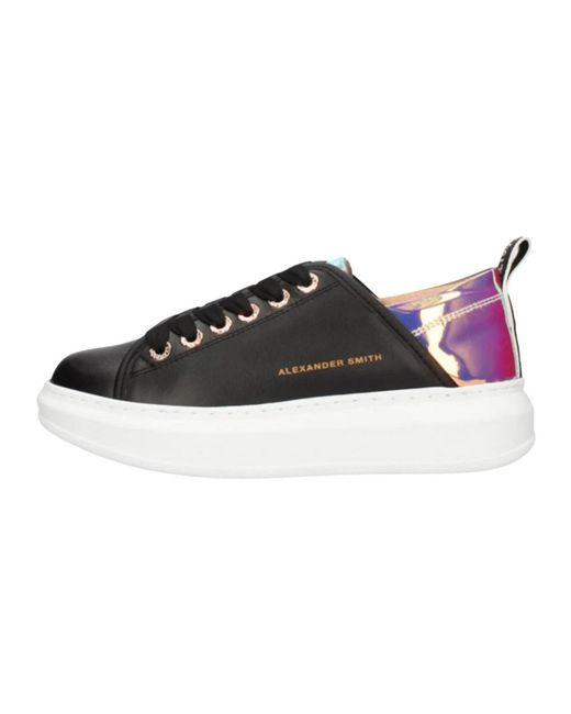 Alexander Smith Polyester Sneaker, Leren Samenstelling in het Black