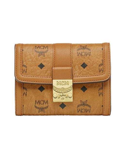 MCM Accessoires ,Bruin ,Leer Tracy Drievoudige Gevouwen Portemonnee in het Metallic