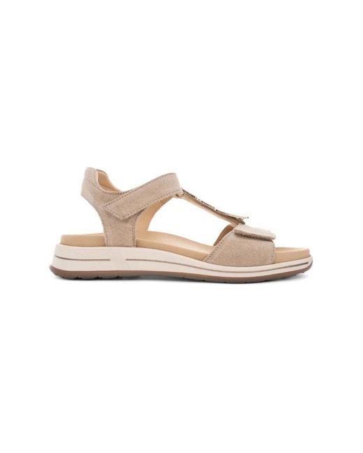 Ara Schoenen Leren Sandalen Met Enkelband in het Natural