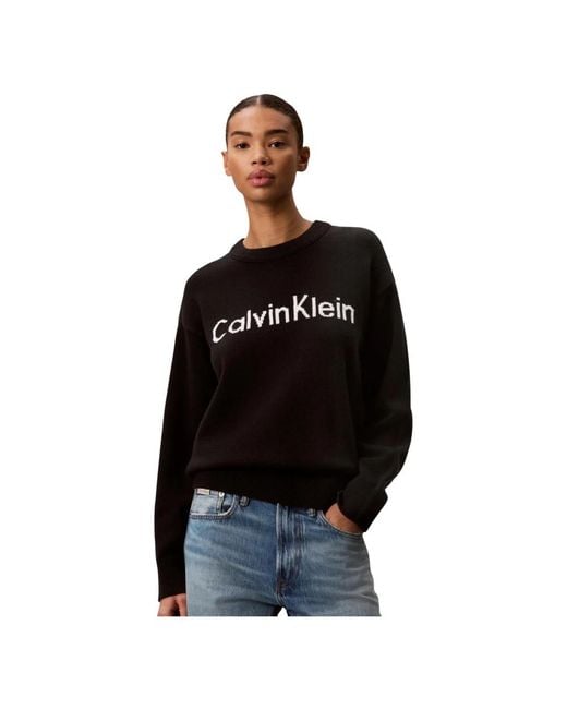 Calvin Klein Black Round-Neck Knitwear