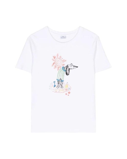 Camiseta con estampado de estilo ilustración Paul Smith de color White