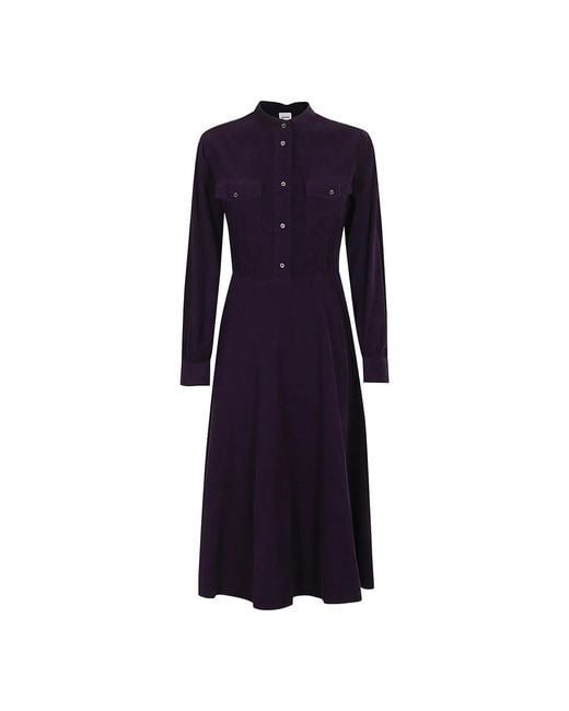 Aspesi Geribbelde Velvet Midi Jurk in het Blue