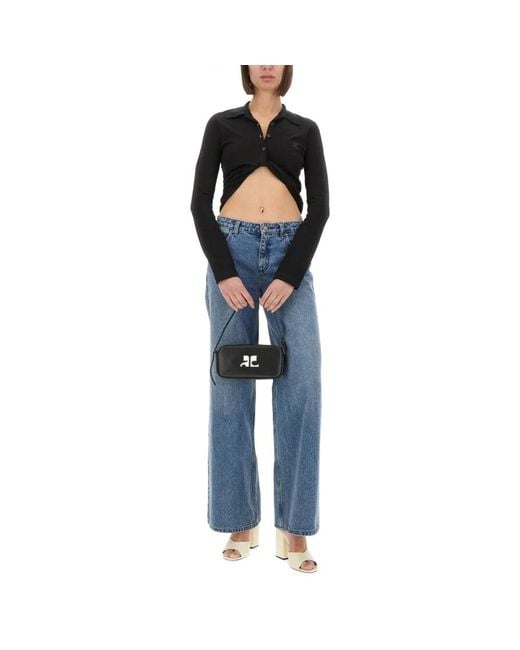 Courreges Black Polo Shirts
