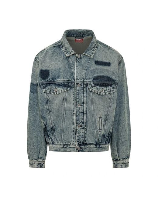 DIESEL Blue Denim Jackets for men