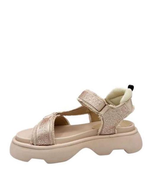 Jeannot Natural Satin-Sandalen Mit Strasssteinen