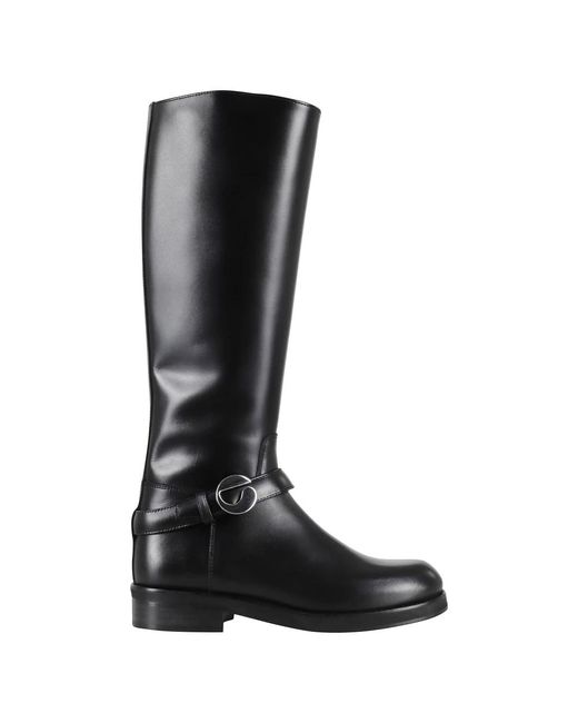 Coperni Schoenen ,Zwart ,Leer Zwarte Leren Cavalier Riem Laars in het Black