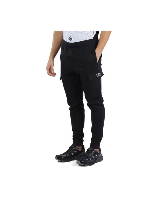 EA7 Black Slim-Fit Trousers for men