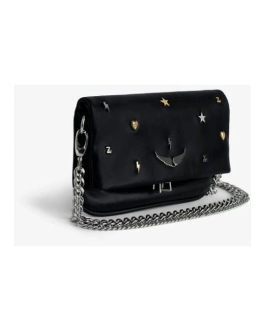 Zadig & Voltaire Black Clutch Rock Nano Lucky Charms