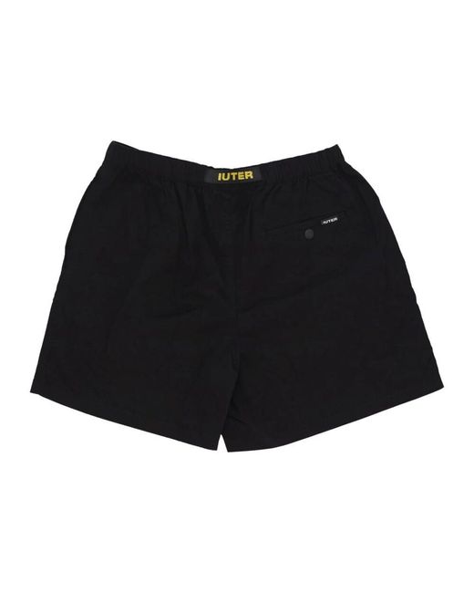Iuter Schwarze Elastische Taille Shorts Leichter Stoff in Black für Herren