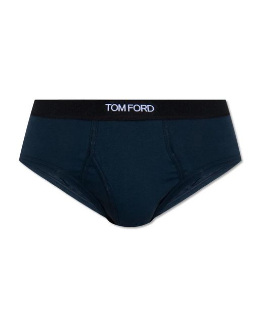 Tom Ford Ondergoed ,Blauw ,Katoen Briefs Met Logo in het Blue voor heren