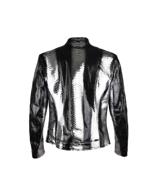 Philipp Plein Python Leder Moto Jacke in Black für Herren