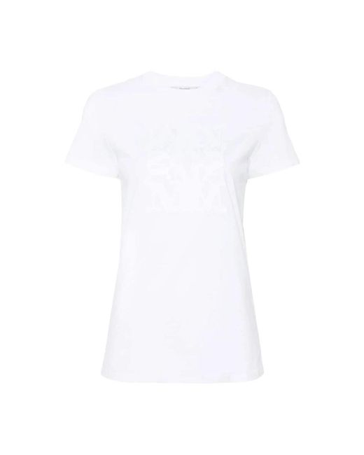 Max Mara White Besticktes logo weiße baumwoll-t-shirt
