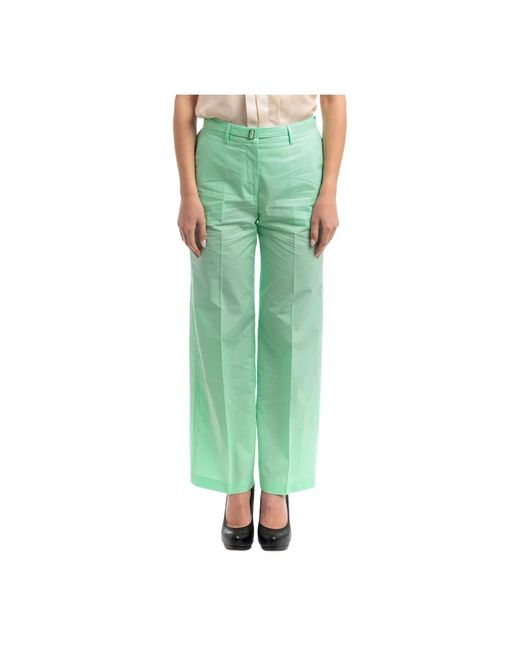 Pantaloni in cotone alla caviglia con cintura di Seventy in Green