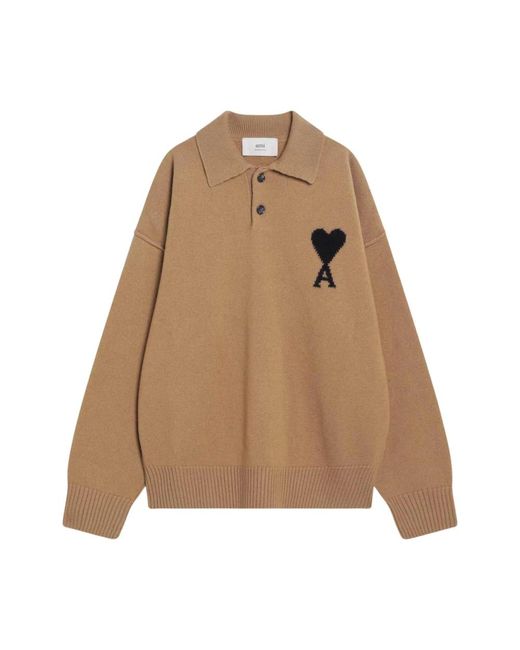 AMI Woll Polos Und T-Shirts in Natural für Herren