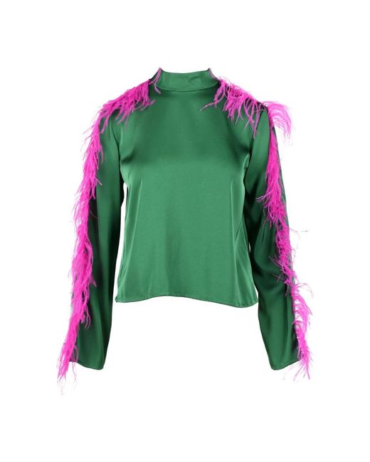WEILI ZHENG Green Blouses