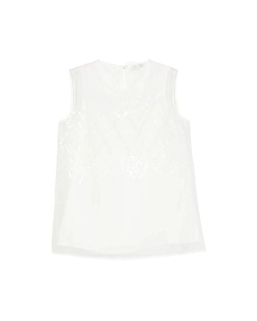 Panicale White Sleeveless Tops