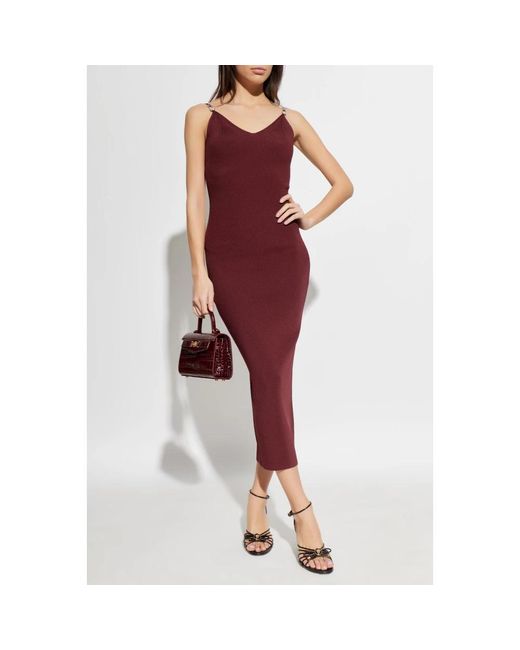 Versace Kleedjes ,Rood ,Polyester Geribbelde Jurk Met Enkele Split in het Red