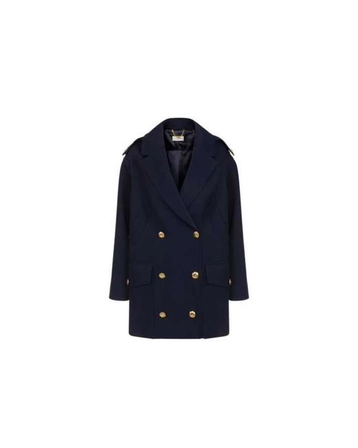Elisabetta Franchi Blue Double-Breasted Coats