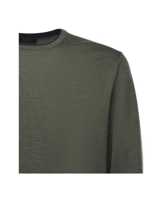 Fay Green Round-Neck Knitwear for men