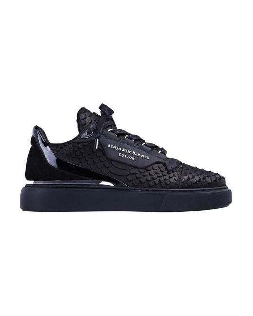 Benjamin Berner Schoenen ,Zwart ,Leer Raphael Python Cut-Matt Sneakers in het Blue voor heren