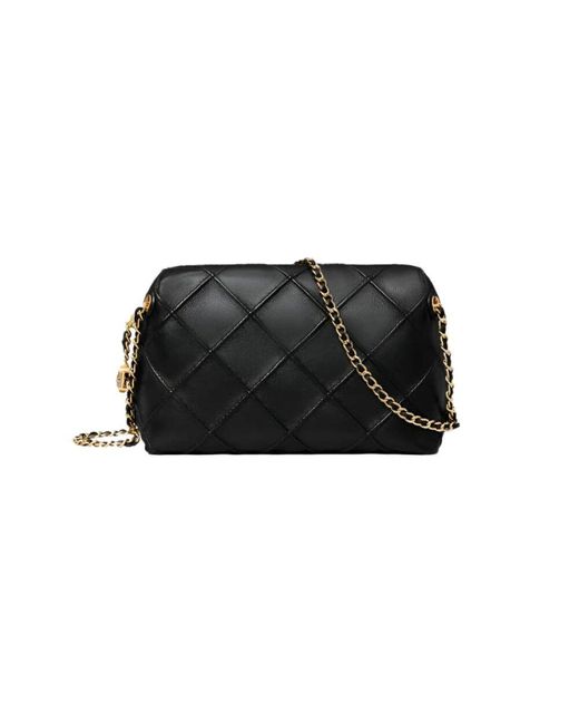 Tory Burch Black Schwarze Kleine Crossbody-Tasche Mit Diamantsteppung