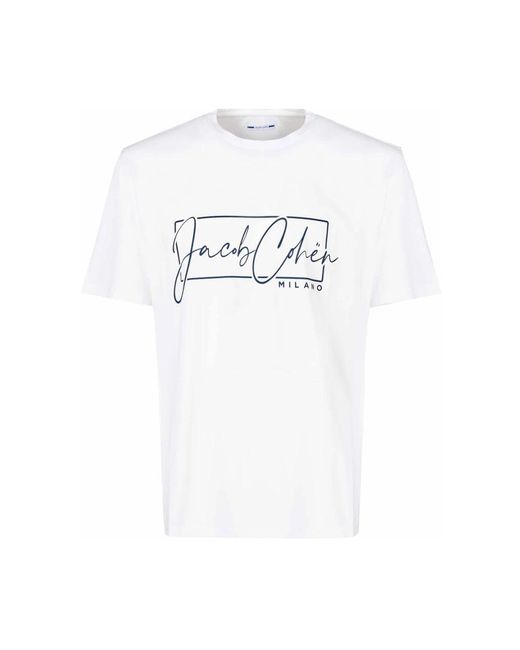 Jacob Cohen Baumwoll rundhals logo print t-shirt in White für Herren