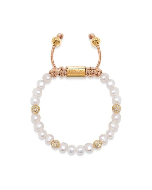 Women`s beaded bracelet with pearl and gold Nialaya de color Metallic