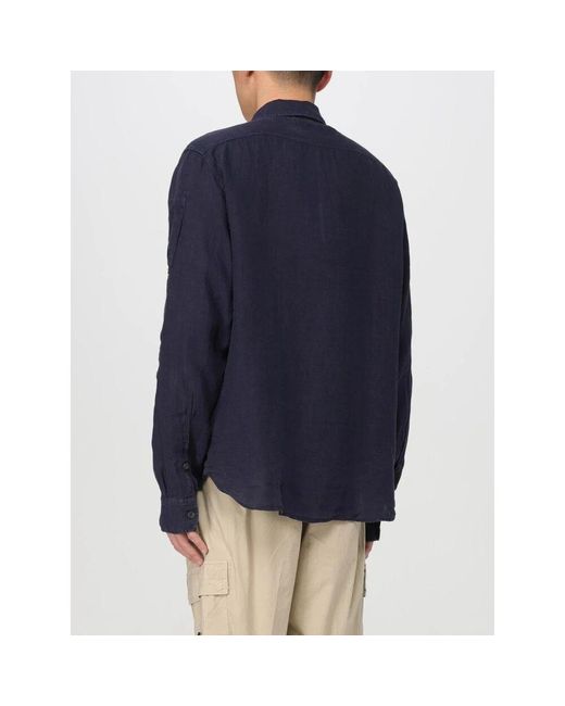 C P Company Blaues Leinen Langarm Casual Hemd in Blue für Herren