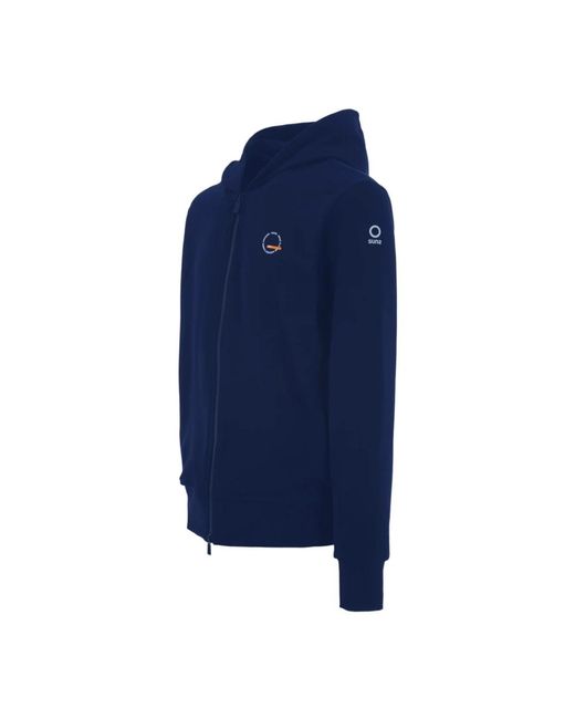 Suns Hoodies & Sweatvesten ,Blauw ,Katoen Hoodie Met Ritssluiting En Katoenen Samenstelling in het Blue voor heren