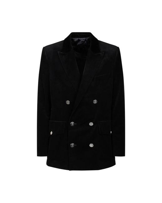 Balmain Jassen ,Zwart ,Leer Zwarte Dubbelrij Corduroy Blazer in het Black voor heren