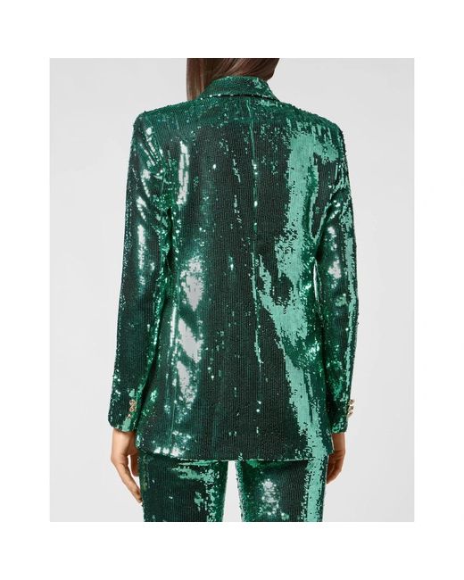 Philipp Plein Jassen ,Groen ,Polyester Blazer Paillettes in het Green