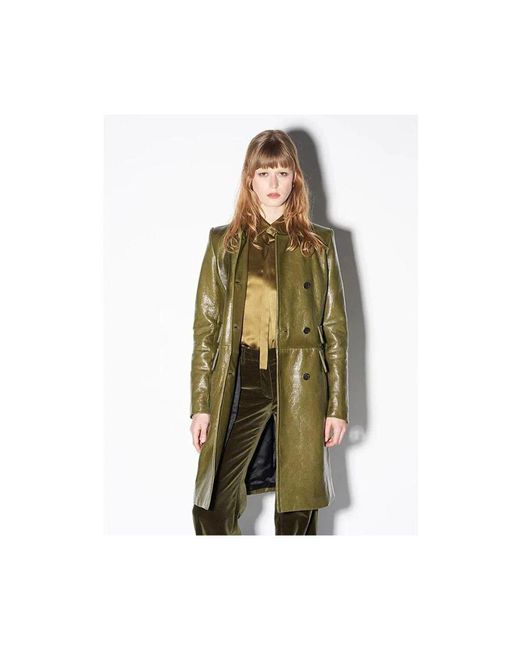 Barbara Bui Green Grüner lackleder trenchcoat