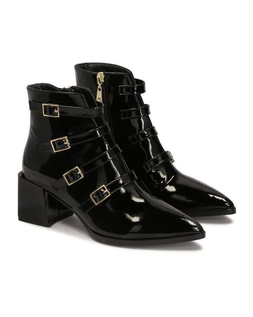 Kazar Black Lackierte Schwarze Stiefel Mit Schnallen