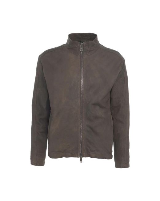 Giorgio Brato Minimalistische Marrone Lederjacke in Gray für Herren